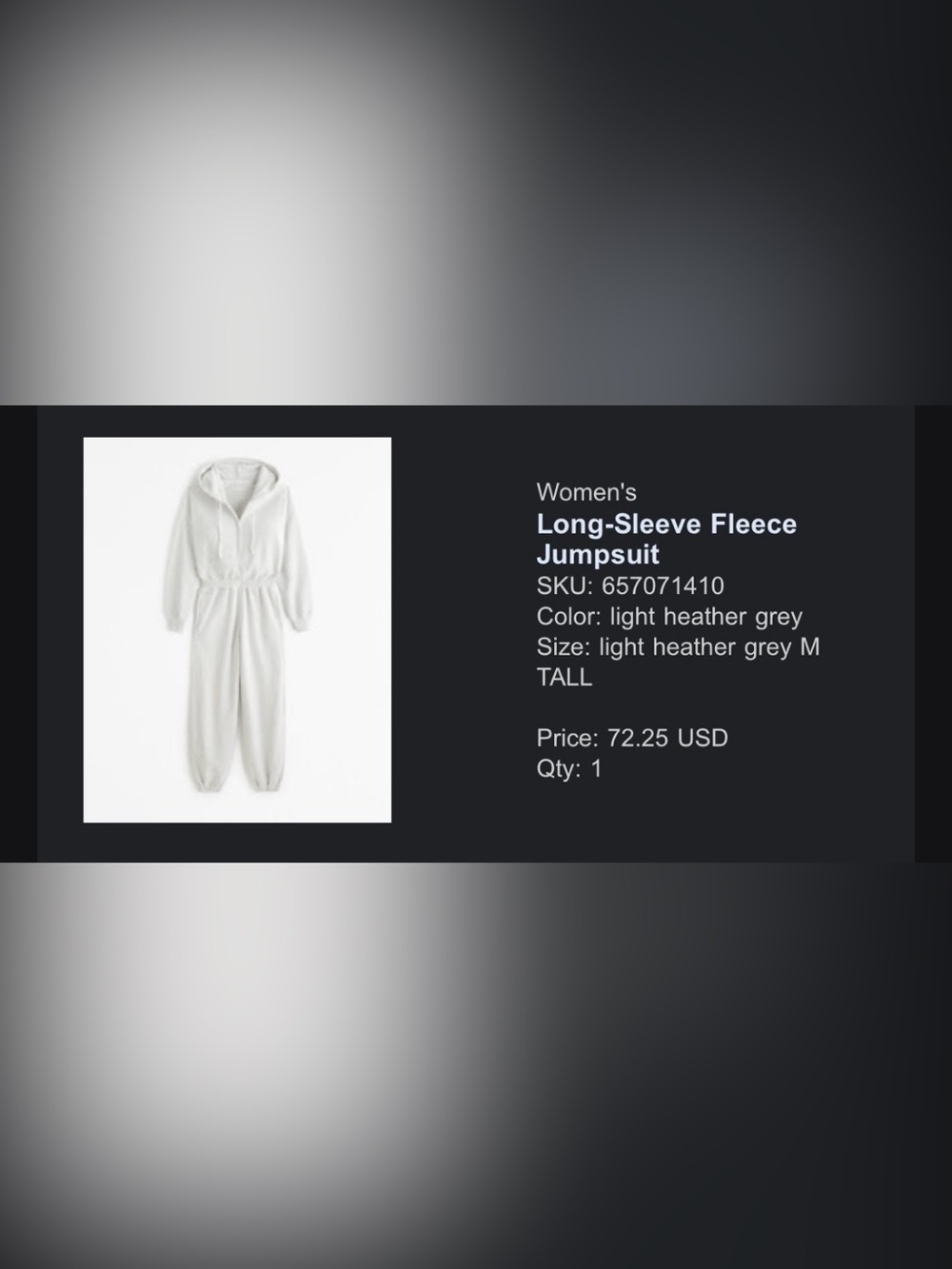 Abercrombie & Fitch Women's Light Heather Gray Long-Sleeve Fleece Jumpsuit
